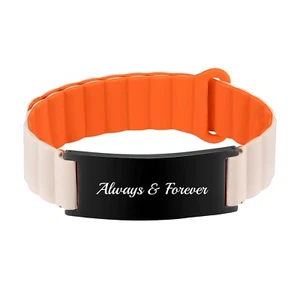 VNOX Personalized Bracelets for Men Women Silicone Strap Engraved Name Wristband - Picture 1 of 24