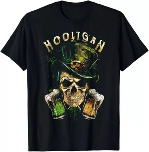 Hooligan Skull Beer Irish T-Shirt, Today St. Patrick's Day - Picture 1 of 3
