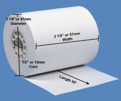 2 1/4" x 85' PAPEL TÉRMICO POS RECIBO CARTÃO DE CRÉDITO 50 ROLOS PRIMEIROS DADOS FD50 - Imagem 1 de 4