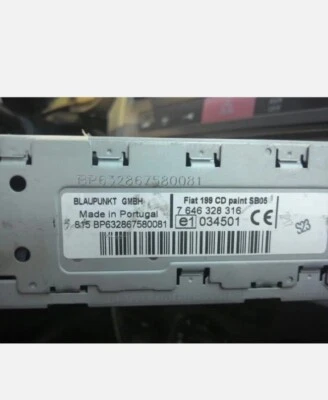 FIAT RADIO CODE - Fiat BLAUPUNKT Radio Codes for Punto - Doblo - Ducato - Panda  - Immagine 1 di 2