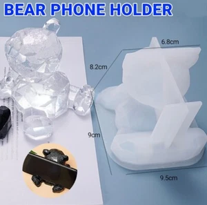 Bear Phone Holder Silicone Epoxy Resin Casting Mold DIY Furnish Ornament Mould - Picture 1 of 12