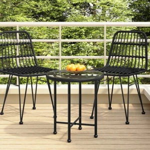 vidaXL Dining Table Black Ø50 cm Tempered Glass and Steel - Picture 1 of 6