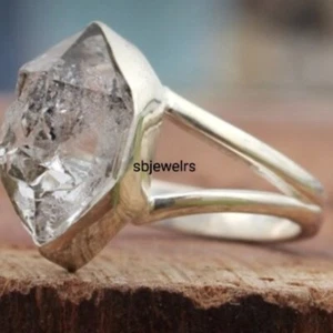 Herkimer Gemstone 925 Sterling Silver Handmade Wedding Ring Gift For Women D-535 - Picture 1 of 8