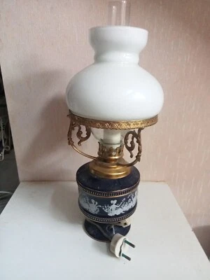 lampe ancienne porcelaine opaline et bronze doré hauteur 36 cm - Photo 1/4