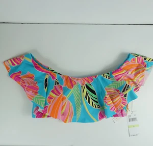 Trina Turk Womens Bikini Poppy Off The Shoulder Ruffle Bandeau Size 6 - Picture 1 of 7