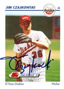 1991 El Paso Diablos JIM CZAJKOWSKI Signed Card autograph ROCKIES BREWERS