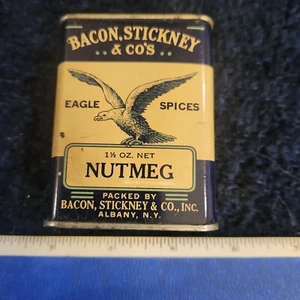 Bacon Stickney Nutmeg Especia Estaño Bonito Albany NY - NUEVAS LATAS Acabo de LISTAR MIRADA - Imagen 1 de 5