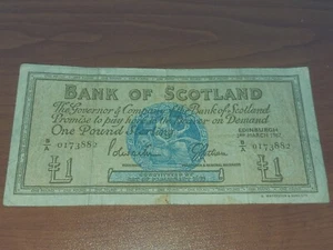 Bank of Scotland 1 Pound 1967 Banknote Großbritannien alter Vintage Schein Sorte 2 - Bild 1 von 2