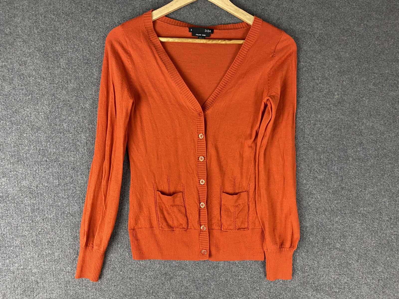 SABA Cardigan Womens 8 Orange Italian 