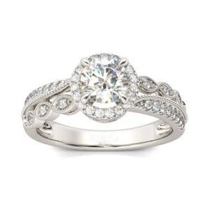 Vintage 2,20 Kt Rund Halo Diamant Damen Verlobungsring Weißgold-Finish Gr 50-64 - Bild 1 von 6