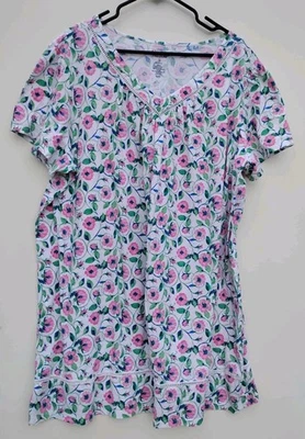 CROFT & BARROW Pink Flowers Long Sleepwear Shirt Night Gown 3X - Image 1 of 4
