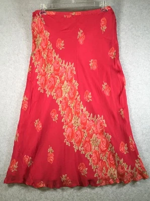 Falda midi ligera floral naranja vintage April Cornell para mujer talla mediana Foto 1 de 4