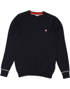 GUESS Mens Crew Neck Jumper Sweater Small Navy Blue Viscose MF05 - Picture 1 of 3