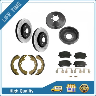 Front Drilled Rotors Pads And Rear Drums Shoes for 2003-08 Toyota Matrix Vibe Foto 1 de 4