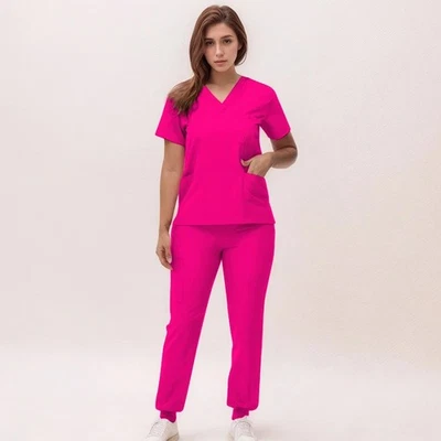 2025 Professional Medical Scrub Set For Women V-Neck Uniform Jogger Pants Gift - Image 1 of 4