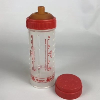 Vintage Playtex Drop-Ins 8 oz Baby Bottle Nurser RED + Flat Top Latex Nipple - Image 1 of 4