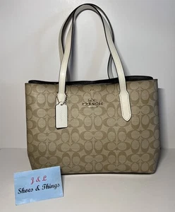 COACH Tote Bag Leather Signature L1879-F48735 Tan Beige Brown - Picture 1 of 15