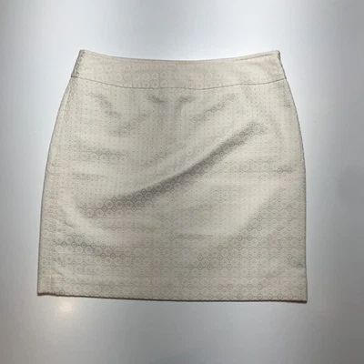Falda Ann Taylor Petite para mujer 8P marfil jacquard patrón circular longitud media forrada Foto 1 de 4