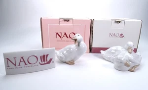 2x Nao By Lladro Duck Figurines 00369 Duck Looking Back & 00368 Two Ducks, Boxed - Picture 1 of 19