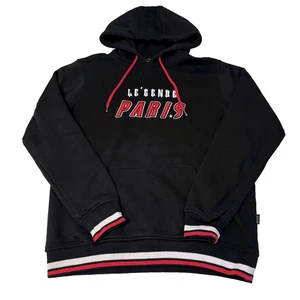 LE'GENDE PARIS Black Spellout Logo Skater Retro Hoodie Large - Picture 1 of 9