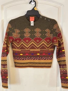 CHRISTIAN LACROIX Bazar Sweater Ribbed M - Embroidered With Beads Cropped - Picture 1 of 15