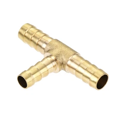 Reducing Barb Hose Fittings T Shape Pipe Connector Brass 5/16" x 5/16" x 1/4" - Image 1 of 4