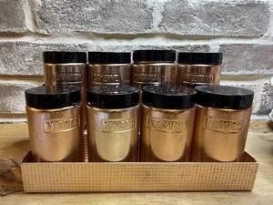 Vintage 1950's Copper-toned Spice Rack with 8 spice jars, Nasco - Picture 1 of 1