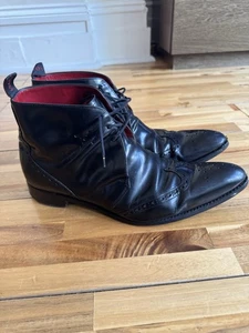 Jeffrey West MIE Black Leather Boots Size 10 - Picture 1 of 8