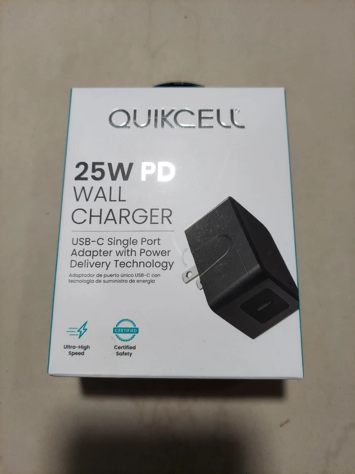 Quikcell (25W) PD Wall Charger USB-C Single Port Adapter (GaN Charging) - Black - Image 1 of 1