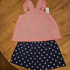 NWT Carter’s Girl 4th of July Americana Tank Top & Skort Stars & Stripes Size 8 - Picture 1 of 12