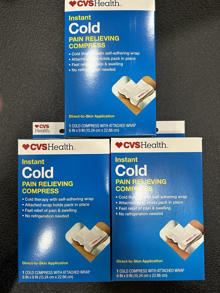 CVS Instant Cold Pain Relieving Compress. 6x9 Each One Sold In Lot Of 3! - Image 1 of 1