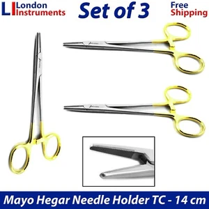 Dental Surgical Mayo Hegar Needle Holder TC Forceps 14cm Suturing Instruments X3 - Picture 1 of 8