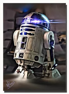 2016 R2-D2 RD-1 STAR-WARS 6/12 ORIGINAL DRUCK KUNST SKIZZE KARTE KÜNSTLER SIGNIERT - Bild 1 von 2