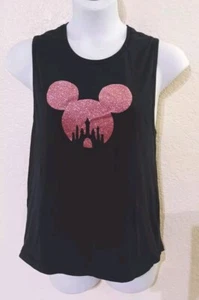 BELLA CANVAS*MINNIE Pink Glitter Black Tank Top*Size 2XL*Princess Castle*Disney - Picture 1 of 10