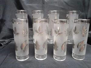 Vintage Libbey Glassware Set Of 8-Silver Foliage  - Picture 1 of 6
