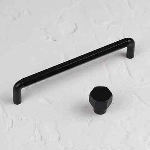 Schwarz Sechseck Schrank Griff Knopf Zug Matt Bar Küche Tür Schublade Schrank - Bild 1 von 13