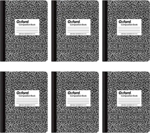 6 Pack Oxford Comp Notebooks, Wide Ruled Paper, 9-3/4 x 7-1/2 Inches, 100 Sheets - Picture 1 of 5