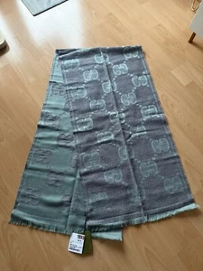 GUCCI GG Schal Wolle Glitzer Grau Mint 195 x 45 - Neu ❤️ - Bild 1 von 8