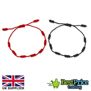 2 Pack Kabbalah Amulet 7 Knot Lucky Red / Black String Braid Bracelet Protection - Picture 1 of 9
