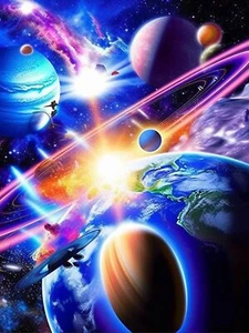 Planet Diamond Painting Art Kits for Adults Full Round Drill Gem Art Wall Decor - Picture 1 of 7