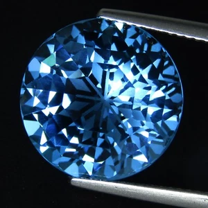 13.90Cts Attractive Natural Swiss Blue Topaz Round Precision Cut Brazil Gemstone - Picture 1 of 4