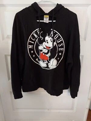 Disney Mickey Mouse Juniors Size XXXG 21 Notch Neck Pullover Hoodie Shirt Black - Image 1 of 4