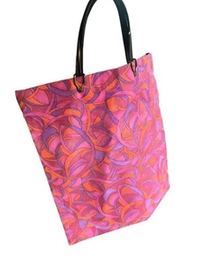 Vintage MOD 60s 70s Retro Psychedelic Tote Bag Red Purple Pink Orange - Picture 1 of 9