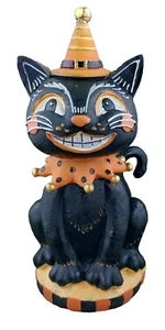 Halloween 10" Estatua Gato Negro - Estilo Vintage - Nuevo Estilo Joanna Parker - Imagen 1 de 4