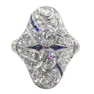 3.55Ct Vintage Art Deco Style Lab Created Diamond Wedding 14K White Gold FN Ring - Picture 1 of 6