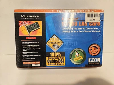Linksys 10/100 LAN Card EtherfastT PCI Adapter Desktop Model LNE100TX Vintage - Image 1 of 2