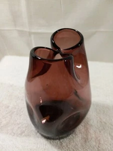 Vintage MCM Bischoff Pinched Mundgeblasene Glas Vase Amethyst Pontil 50er Jahre schön - Bild 1 von 18