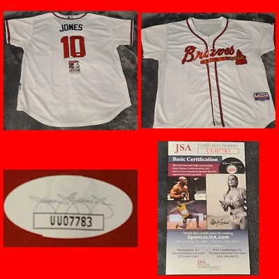 Chipper Jones Atlanta Braves Majestic Authentic Signed Jersey/JSA - Image 1 of 4