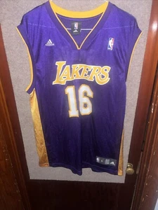 Vintage LAKERS ADIDAS #16 Gasol NBA Basketball Jersey. Size Large - Picture 1 of 7