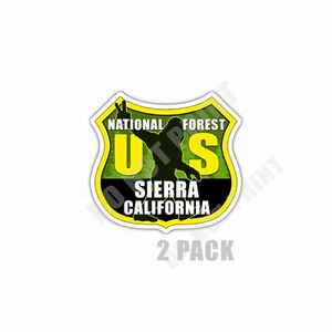 Paquete de 2 pegatinas Sierra National Forest California Bigfoot Souvenir impermeables - Imagen 1 de 4